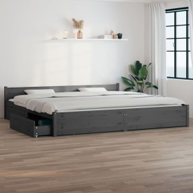 Estructura de cama con cajones gris 180x200 cm