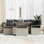 Conjunto de sofá de jardín con cojín 7 pcs Gris claro