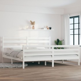 Solid white pine wood bed frame 200x200 cm by vidaXL, Beds and slatted bases - Ref: Foro24-3103734, Price: 150,44 €, Discount: %
