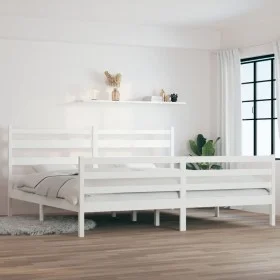 Solid white pine wood bed frame 200x200 cm by vidaXL, Beds and slatted bases - Ref: Foro24-3103734, Price: 150,46 €, Discount: %