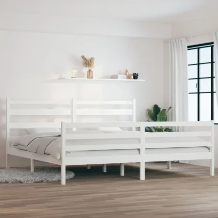 Solid white pine wood bed frame 200x200 cm by vidaXL, Beds and slatted bases - Ref: Foro24-3103734, Price: 150,46 €, Discount: %