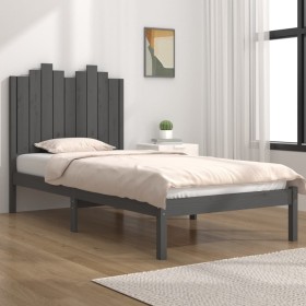 Estructura de cama de madera maciza de pino gris 100x200 cm