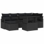 Conjunto de sofá de jardín con cojín 7 pcs Negro