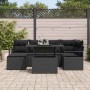 Conjunto de sofá de jardín con cojín 7 pcs Negro