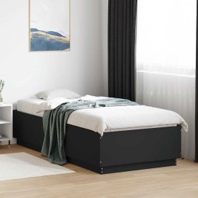Estructura de cama madera de ingeniería negra 100x200 cm