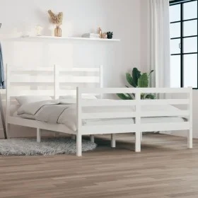 Solid white pine wood bed frame 120x200 cm by vidaXL, Beds and slatted bases - Ref: Foro24-3103709, Price: 120,46 €, Discount: %