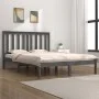Solid gray pine wood bed frame 200x200 cm by vidaXL, Beds and slatted bases - Ref: Foro24-3103865, Price: 165,30 €, Discount: %