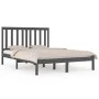 Solid gray pine wood bed frame 200x200 cm by vidaXL, Beds and slatted bases - Ref: Foro24-3103865, Price: 165,30 €, Discount: %