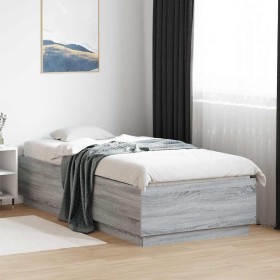 Estructura de cama madera de ingeniería gris Sonoma 100x200 cm