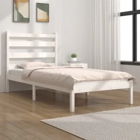 Solid white pine wood bed frame 100x200 cm by vidaXL, Beds and slatted bases - Ref: Foro24-3103639, Price: 98,07 €, Discount: %