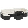 Conjunto de sofá de jardín con cojín 8 pcs Negro y crema