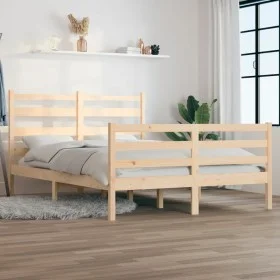 Solid pine wood bed frame 140x200 cm by vidaXL, Beds and slatted bases - Ref: Foro24-3103713, Price: 118,74 €, Discount: %