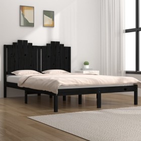 Estructura de cama madera maciza de pino negra 150x200 cm