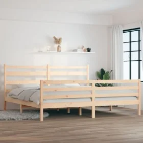 Solid pine wood bed frame 200x200 cm by vidaXL, Beds and slatted bases - Ref: Foro24-3103733, Price: 139,54 €, Discount: %