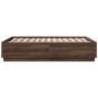 Estructura de cama madera de ingeniería marrón roble 135x190 cm