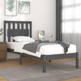 Estructura de cama individual madera de pino gris 