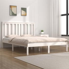 Estructura de cama madera maciza de pino blanco 200x200 cm