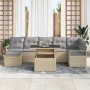 Conjunto de sofá de jardín con cojín 8 pcs beige y gris claro