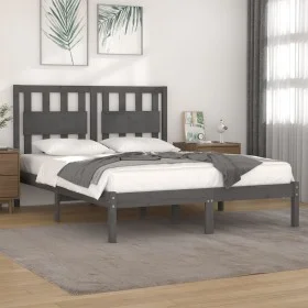 Solid gray pine wood bed frame 200x200 cm by vidaXL, Beds and slatted bases - Ref: Foro24-3103955, Price: 171,98 €, Discount: %