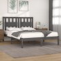 Estructura de cama de madera maciza de pino gris 200x200 cm de vidaXL, Camas y somieres - Ref: Foro24-3103955, Precio: 174,08...