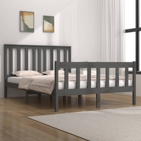 Estructura de cama doble madera maciza de pino gri