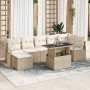 Conjunto de sofá de jardín con cojín 8 pcs beige y crema