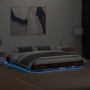 Estructura de cama con luces LED roble ahumado 180x200 cm