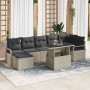 Conjunto de sofá de jardín con cojín 8 pcs Gris claro