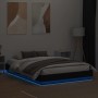 Estructura de cama con LED sin colchón negra 150x200 cm