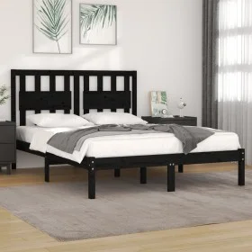 Solid black pine wood bed frame 140x190 cm by vidaXL, Beds and slatted bases - Ref: Foro24-3103917, Price: 164,73 €, Discount: %