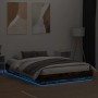 Estructura de cama con luces LED roble ahumado 140x200 cm