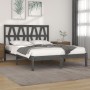Solid gray pine wood bed frame 200x200 cm by vidaXL, Beds and slatted bases - Ref: Foro24-3104020, Price: 161,74 €, Discount: %