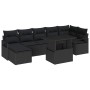 Conjunto de sofá de jardín con cojín 8 pcs Negro