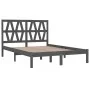 Solid gray pine wood bed frame 200x200 cm by vidaXL, Beds and slatted bases - Ref: Foro24-3104020, Price: 159,70 €, Discount: %