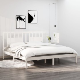 White solid wood bed frame Supe King 180x200 cm by vidaXL, Beds and slatted bases - Ref: Foro24-3104079, Price: 153,07 €, Dis...