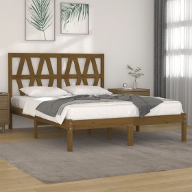 Estructura de cama madera maciza de pino marrón miel 200x200 cm de vidaXL, Camas y somieres - Ref: Foro24-3104021, Precio: 16...