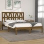 Honey brown solid pine wood bed frame 200x200 cm by vidaXL, Beds and slatted bases - Ref: Foro24-3104021, Price: 162,12 €, Di...