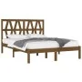 Estructura de cama madera maciza de pino marrón miel 200x200 cm de vidaXL, Camas y somieres - Ref: Foro24-3104021, Precio: 16...