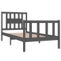 Estructura de cama individual madera maciza gris 90x190 cm