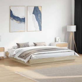 Estructura de cama madera de ingeniería roble Sonoma 200x200 cm