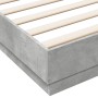 Estructura de cama madera de ingeniería gris hormigón 200x200cm
