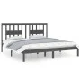 Solid gray pine wood bed frame 200x200 cm by vidaXL, Beds and slatted bases - Ref: Foro24-3104085, Price: 159,64 €, Discount: %