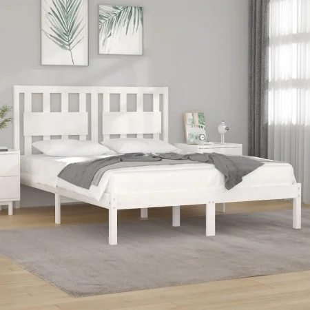 Estructura de cama madera maciza de pino blanco 120x200 cm de vidaXL, Camas y somieres - Ref: Foro24-3103929, Precio: 119,26 ...
