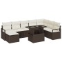 Conjunto de sofá de jardín con cojín 9 pcs Marrón y crema