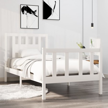 Weißer Einzelbettrahmen aus Massivholz, 90 x 190 cm von vidaXL, Betten und Lattenroste - Ref: Foro24-3104094, Preis: 103,25 €...