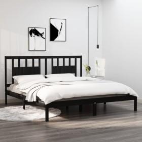 Estructura de cama de madera maciza de pino negro 200x200 cm