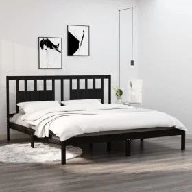 Solid black pine wood bed frame 200x200 cm by vidaXL, Beds and slatted bases - Ref: Foro24-3104087, Price: 159,76 €, Discount: %