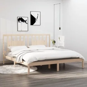 Bettgestell aus massivem Kiefernholz, 200 x 200 cm von vidaXL, Betten und Lattenroste - Ref: Foro24-3104083, Preis: 128,22 €,...