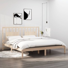 Solid pine wood bed frame 200x200 cm by vidaXL, Beds and slatted bases - Ref: Foro24-3104083, Price: 129,83 €, Discount: %