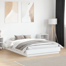 Estructura de cama madera de ingeniería blanca 135x190 cm en Camas y somieres | Comprar online en Foro24